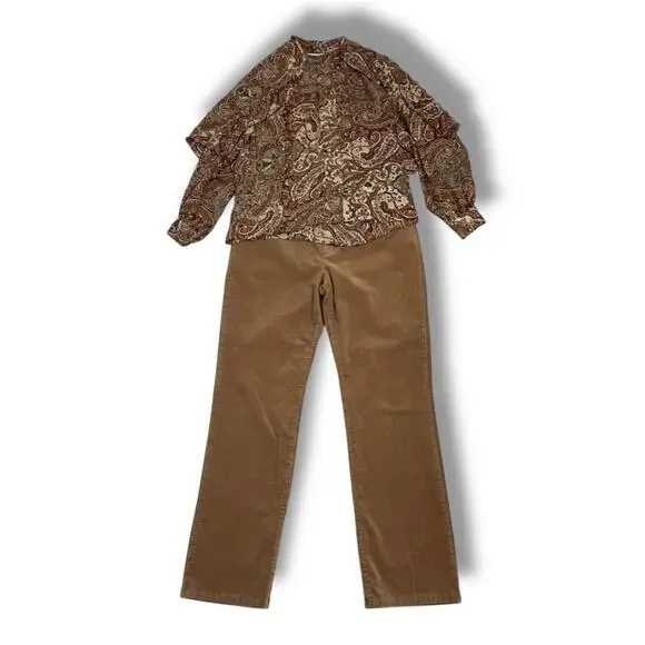 Chaps Denim corduroy high rise straight leg pants - Picture 7 of 9